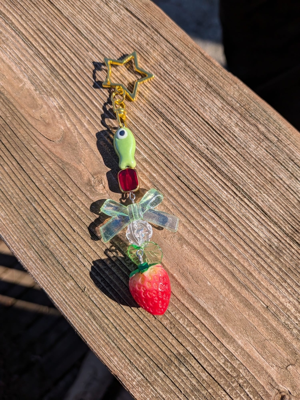 Handmade Strawberry Charm Keychain
